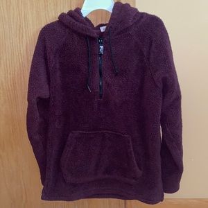VS PINK Quarter Zip Pullover Hooded Sherpa